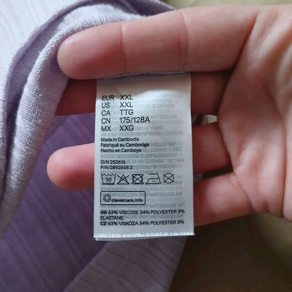 H&M Button Up Long Sleeve Cardigan Size XXL Lavender Ribbed Classic 90s Preppy - Picture 5 of 7